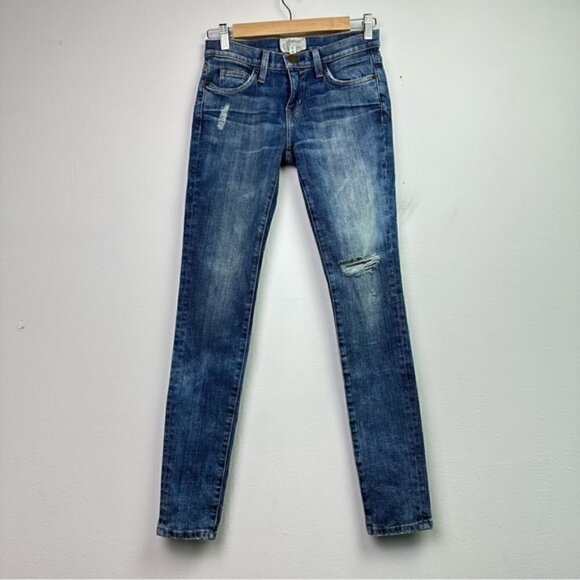 The Curren/Elliot The Ankle Skinny Cheville Distressed Denim Blue Jeans Size 24 - Picture 1 of 7